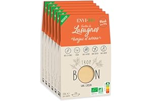 ENVI-BIO TROP BON ENVI Bio - Feuilles de Lasagnes de Konjac Bio- Pâtes sans gluten - Pâte Konjac & Farine d'Avoine Bio - Vegan, Gluten Free, Faible en calorie - Box de 6 paquets x 270g