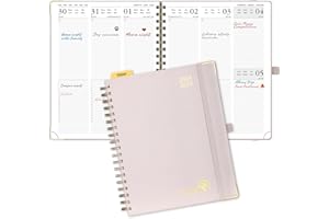 POPRUN 2024-2025 Academic Diary Week to View Large (25.5x20.5 cm) Spiral 17 Months (Aug'24 - Dec'25) Vertical Academic Planner 24/25 Weekly Mid Year Diary (Light Pink)