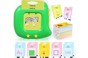 CUTEEEE Cartes éducatives, Carte Parlante Montessori Français, Jouets éducatifs 2 Ans Jeunes Enfant Jouet Bebe Jeu Garcon Fille de 1 à 6 Ans pour écouter et Apprendre 384 Mots (Français/Anglais/Bilingue)
