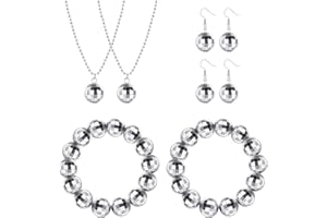Kakonia Discokugel Ohrhänger Disco Armband Disco Halskette 70er Jahre Disco Outfits für Damen Disco Kostüme Disco Kugel Schmuck Set