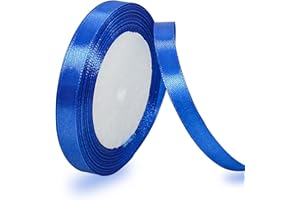 AHOMAME Royal Blue Satin Ribbon 10mm, 23 Meters Solid Colors Fabric Ribbon for Crafting, Gift Wrapping, Balloons, DIY Sewing Project, Hair Bows and Cake Decoration