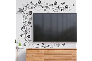 ‎COVPAW COVPAW Wandtattoo Wohnzimmer Rebe Schmetterlingen Wandaufkleber Blumen Schlafzimmer Wandsticker Kinderzimmer Küche Büro Wanddekoration