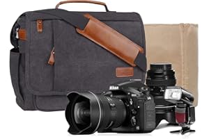 Estarer Torba na aparat fotograficzna SLR/DSLR/lustrzanka, torba na ramię z wodoodpornego płótna, 35,5 cm, szara (14 cali)