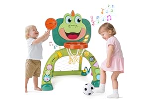 AONTESS Toys for 1 2 Years Old Boys Gifts: Toddler Basketball Hoop and Soccer Goal with Sound and Music, Toys for Baby Toddlers 12-36 Months, 1st Birthday Gifts for Boy, Christmas, Xmas Present Gift