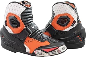 Motorradschuhe mit kurzem Knöchel aus Leder von EVIRON, orangefarben