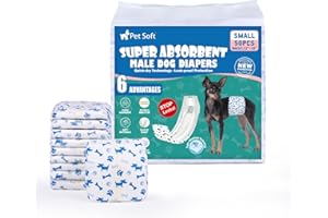 Pet Soft Pañales Desechables para Perros, 50 Unidades, para Perros Macho, Altamente absorbentes, con indicador de Humedad y a Prueba de Fugas (S-50 Unidades)
