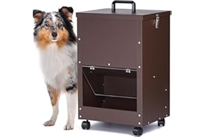 MASXIRCH Comedero AutomáTico para Perros, Raza Grande 45 Libras Comedero de Metal por Gravedad Comedero AutomáTico Extra Grande para Perros, FáCil de Mover con Ruedas