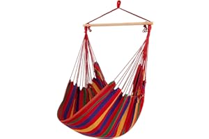 DRULINE Boho Hängesessel - Hängestuhl - Hängeschaukel - Hängesitz - Hippie - 100% Baumwolle – bunt gestreift - bis 100 KG belastbar - Indoor/Outdoor - für Erwachsene + Kinder