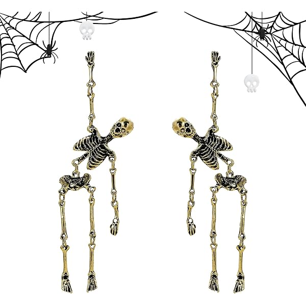 Orecchini pendenti in argento sterling 925 con teschio