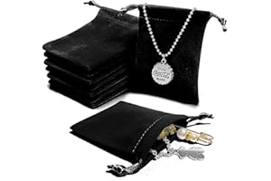 AOT 30PCS Velvet Jewellery Pouches, Small Present Soft Velvet Drawstring Storage Bags Black, Jewelry Wrap PresentBags For Wedding, Party, Valentine's Day, Anniversary(9 * 7cm)