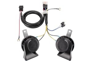 FARBIN 12 V Car Horn Loud Electric Air Horn Train Horn Kit for Truck with Relay Harness Horn for Car Truck SUV Motorcycle Boat (12 V, Black Horn with Wiring Harness)