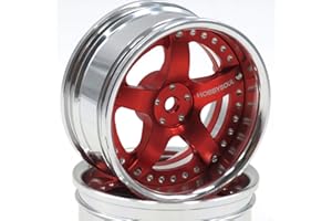 ‎HOBBYSOUL hobbysoul RC 1/10 Aluminium-Felgen aus Aluminiumlegierung, Sechskant, 12 mm, verstellbar, versetzt, passend für 1:10 RC On Road Drift Touring Autoreifen, 2 Stück (Silber und Rot)