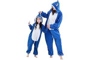 COOKY.D Pyjama Parent-Enfant à Capuche avec Motif Animal Grenouillère Unisexe Cosplay Tenue Familiale pour Halloween Jeux Fêtes et Nuit Combinaison Une Pièce pour Filles et Garçons