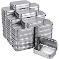 Tamicy Metal Rectangular Empty Hinged Tins - Pack of 40 Silver Mini Portable Box Containers Small Storage Kit & Home Organizer small tins with lids craft containers 3-1/2''X2-1/2''X4/5''