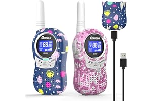 QNIGLO Q168Plus Talkie Walkie Enfants Rechargeable, PMR446 Longue PortÉE de 2-5Km Communication,Clip arrière Pratique,Longue Veille,Équipement D'espionnage,Jeux Police,Cadeau Garçon(Rose Bleu)