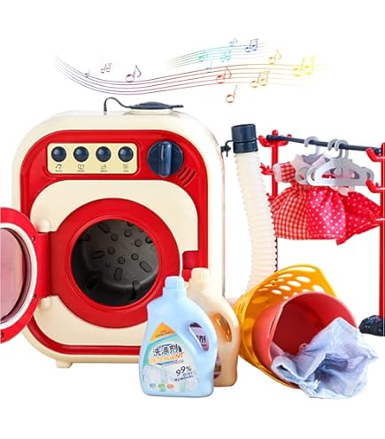 COLORBABY 49619 Speelgoedwasmachine met lichten en geluiden voor jongens en meisjes, huishoudelijk speelgoed, kinderapparaten, reinigingsset, inclusief batterijen, aanbevolen vanaf 3 jaar