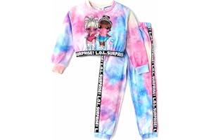 L.O.L. Surprise! Mädchen Outfit, Crop Top und Hose, Langarm Sweatshirt mit Puppenprint und Batikeffekt, Leggings, Mädchen 2-teiliges Set