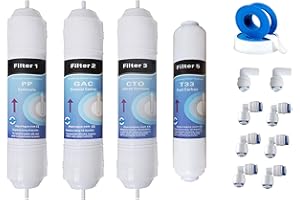 DEPURAGUA Depurtek | Kit Osmosis Inversa Filtros | Alta Rendimiento Compatibilidad HIDROBOX HIDROSALUD | HIdrotek NT02 N02T | Incluye Codos Rosca Rollo de Teflon, 4 Unidades, Carbono