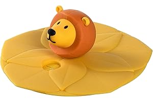 Leonardo Bambini Trinkglas-Deckel 1 Stück, spülmaschinengeeignete Glas-Abdeckung, BPA-frei, Löwe, gelb, orange, 9 cm Ø, 018724