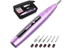ROVLAK Lima per Unghie Elettrica Professionale Fresa per Unghie 30000 RPM Velocità Regolabile con Batteria Display LED Trapano Portatile per Manicure e Pedicure per Saloni (Viola)