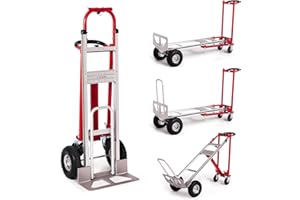 Roomark 4-in-1 Carrello pieghevole, con capacità di 363/454kg, in metallo con impugnatura in gomma e ruote antiscivolo, carrello pieghevole per magazzino, esterno