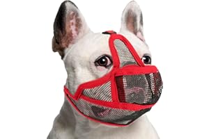 BROOBIRDER Maulkorb Hunde mit Kurzer Schnauze für Französische Bulldogge und Pitbulls, Abgeflachter Schnauze Hunde Maulkorb für Shih Tzu und Mops, Anti Beißen Kauen Bellen, ermöglichen Atmen und Trinken (Rot,S)