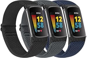 Huamanlou Elastic Sport Strap Compatible with Fitbit Charge 6 Strap/Fitbit Charge 5 Strap Women Men, Soft Adjustable Breathable Nylon Replacement Wristband for Fitbit Charge 6/Fitbit Charge 5