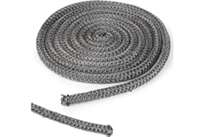 LALAGO 1 pezzo Φ 10mm x 2,5m Guarnizione Stufa a Legna, Cavo di Tenuta per Stufa a Pellet in Fibra di Vetro, Linea di Tenuta Corda Ignifuga per Porte di Caminetti per Stufa, Camini, Forno, Caldaia