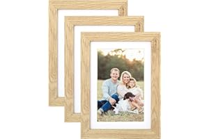 YEEPHAN Lot de 3 cadres photo en bois MDF avec verre plexi-glass, pour photos de 10x15 cm avec passe-partout ou photos de 13x18 cm sans passe-partout,à poser sur une table ou à accrocher au mur