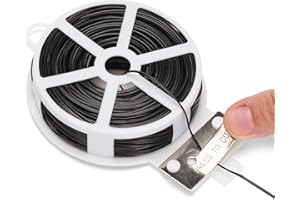 KINGLAKE Bridas de alambre de jardín negras de 50 m, alambre de jardinería con cortador, lazos suaves de sujeción para plantas trepadoras