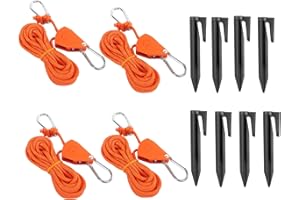 Anseom 4 Piezas Trinquete de Cuerda con Gancho, 4M Cuerdas Reflectantes con Tensor, Cuerda de Supervivencia Ajustable para Planta Tienda Senderismo