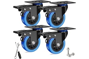 Asibaade Schwerlastrollen Ø75mm mit Bremsen inkl. Montagezubehör Transportrollen 360° Drehung bis 480KG Tragbarkeit für Möbeltransport & Industrietransport