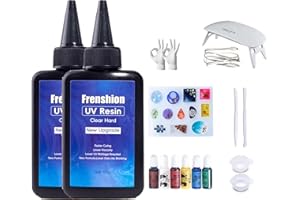 Frenshion Lampe UV + 200g formule de mise à niveau résine UV rigide à faible viscosité + Pigment + moule + outil + Bijoux Boucles d'oreilles gants collier fabrication, moulage et revêtement bricolage
