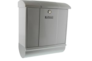 BURG-WÄCHTER Letterbox Set with Integrated Newspaper Compartment, A4 Throw-in Format, EU Norm EN 13724, Galvanized Steel, Olymp-Set 91600 W, White