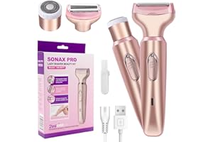 IKELY Elektrischer Rasierer für Frauen,Elektrischer Rasierer Damen,2 in 1 Nass- und Trockenrasierer,Wasserdichter Elektrischer Rasierer Gesichtshaarentferner für Bikinizone Achseln Beinen Armen