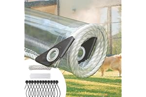 Jianyana Lonas, 420 g/m² PVC Lonas Impermeables Exterior Transparente toldo Transparente Exterior con Lacci di fissaggio, Corde Nere e Corda di ancoraggio(4×6m)