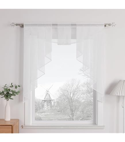 thumbnail image 2 of FKL Modern Finished Voile Curtain Set – Balcony White AG26A – Custom Width 250cm+ 2 of 4