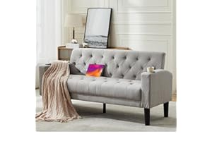 ‎GRAVFORCE GRAVFORCE Sofa 2 Sitzer Couch mit 2 Ladeports und 2 Becherhaltern 157cm 2er Sofa Klein für Jugendzimmer, Wohnzimmer, Wohnung, Büro, Einfache Montage Stoff Hellgrau