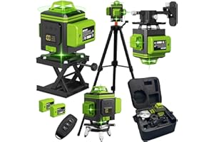 HOUSIWILL 4 x 360° Cross Line Laser with Tripod, 16 Line Laser Level IP54 Spirit Level, 2 Rechargeable Batteries, Self-Levelling Laser Line, Remote Control for Wall Mounts, Floor Tiles
