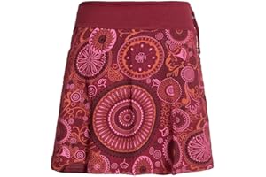 Vishes - Alternative Bekleidung - Kurzer Damen Baumwoll-Rock Bunt mit Mandalas und Blumen bedruckt