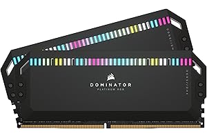 ‎CORSAIR Corsair Dominator Platinum RGB DDR5 32GB (2x16GB) 6000MHz C36 Intel Optimierter Desktop-Speicher (Onboard-Spannungsregelung, Patentierte CORSAIR DHX-Kühlung, 12 Ultrahelle CAPELLIX RGB-LEDs) Schwarz