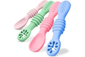 MAMMACITA Cuchara de bebé, cuchara de bebé de 4 meses, accesorios complementarios para bebés, destete led de bebé, gachas de bebé, comida complementaria, ayuda dental bebé