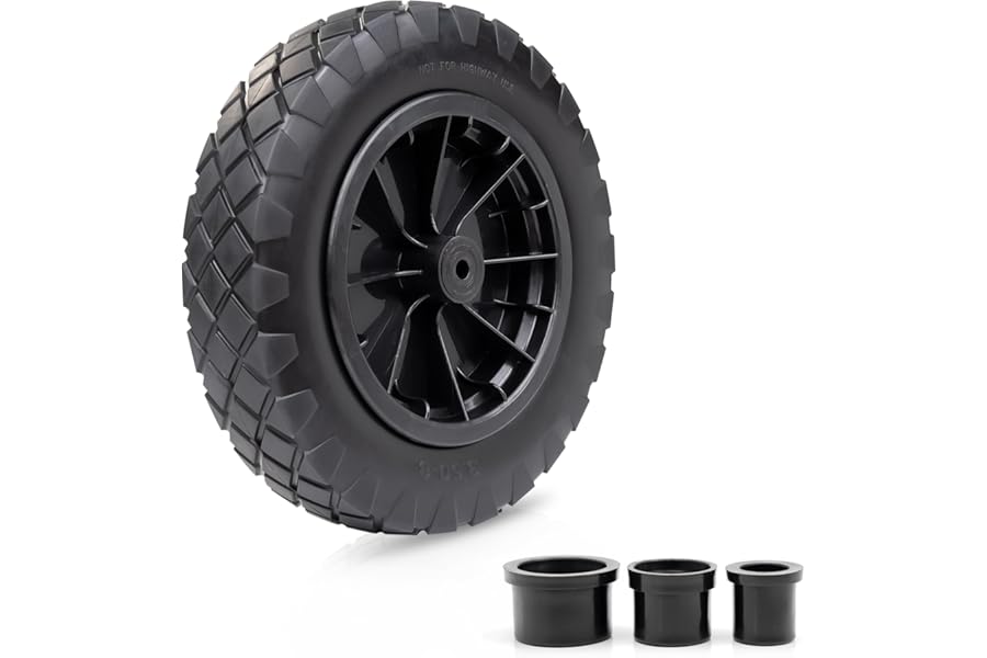 Crystals 14"/35 cm Wheelbarrow Wheel Tyre 3.50-4.00/8 PU Heavy Duty Rubber Wheel Puncture Proof Replacement Tire for Garden, Trolley Barrow Go Cart Trailer Truck_Black