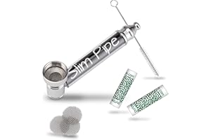 LX PIPES Slim Pipe 2.0 Pfeifen Set - Rauchpfeife Tabakpfeife mit Aktivkohle Fach - inkl. 2 x 7mm Aktivkohlefilter, Bürste und Metall Einlege Siebe - 7 cm Pur Pfeife aus Metall für Tabakwaren