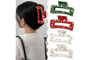 PPGGOPP Weihnachten Haarspangen, 4pcs Weihnachten Haarschmuck für Frauen, Haarschmuck Weihnachten Mit Schneemann Aufdruck, Rechteck Große Haarklammer, Weihnachts Haarklammer für Feste