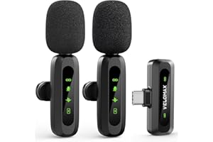 VELOMAX Mic for YouTube Wireless - Ultra-Clear Noise Reduction, 30M Stable Connection, Zero Latency, Plug & Play, Perfect Wireless mic for Youtubers Creators (Dual Mic(Type C Port))