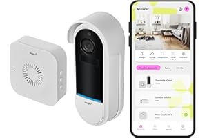 OMAJIN by Netatmo Sonnette vidéo intelligente sans fil 2K, fonctionne sur piles, carillon inclus, détection de mouvement/humain, IP65, détection de zone, audio bidirectionnel, OVD-01