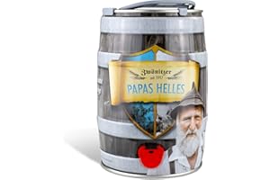 ‎ZWÖNITZER HANDWERKLICH GEBRAUT Brauerei Zwönitz Papas Helles/Helles Bier im 5 Liter Bierfass/Geschenke für Bierliebhaber/Partyfass 5L als Vatertagsgeschenk/Bier aus Hallertauer Hopfen im Bier Fass