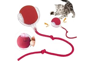 Kyduu Interaktives Katzenball Spielzeug, Wiederaufladbarer Elektrisch Katzenspielzeug Ball,DREI Arbeitsmodi mit LED Licht, Aufladbar 360° Interactive Hunting Cat Toy für Katzen und Kätzchen(Rot)