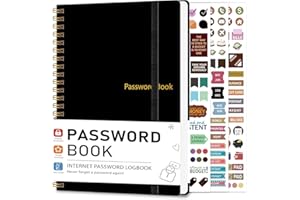 KAICN Password Keeper Book for Senior, Password Book - 5.9" X 8.6",Internet Address and Password Logbook, Password Notebook Organizer for Website Login, Gifts for Home and Office - Black